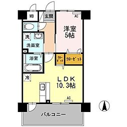 カンフォーラ松原 3階1LDKの間取り