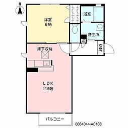 クラニッヒ 1階1LDKの間取り
