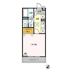 アルカディア 1階1Kの間取り
