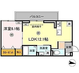 ロイヤルタウン大和 1階1LDKの間取り