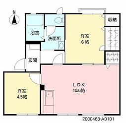 ウイズN 1階2LDKの間取り