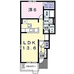 クレセントヴィラ 1階1LDKの間取り