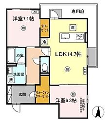 ＳＯＬＡＮＡ 1階2LDKの間取り