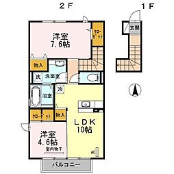 ハミングバード神埼 2階2LDKの間取り
