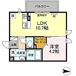 ファミールＳＨＯＷII　Ｂ棟 3階1LDKの間取り