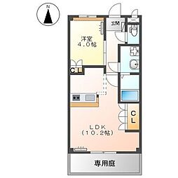 ハピネス 1階1LDKの間取り