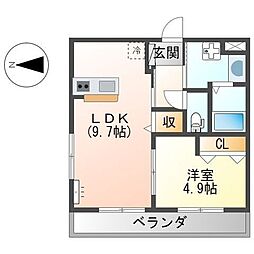 コンフォートＫII 2階1LDKの間取り