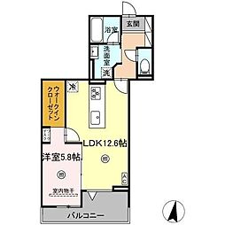グランフォース 2階1LDKの間取り