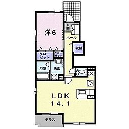 フローリア漣4号館 1LDKの間取図画像
