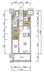 RJRプレシア佐賀 1LDKの間取図画像
