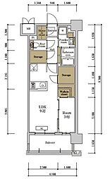 RJRプレシア佐賀 1LDKの間取図画像