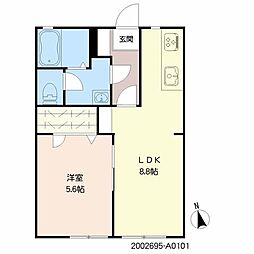 アネックス鍋島A 1LDKの間取図画像