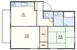 レーベン渋谷 2DKの間取図画像