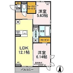 マリアライト 2LDKの間取図画像