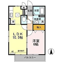 プロシード神野西 1LDKの間取図画像