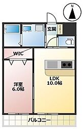 グロテック巨勢 1LDKの間取図画像