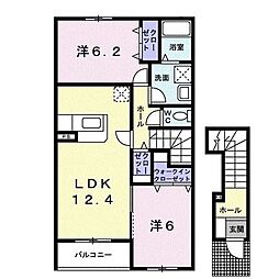 フローリア漣2号館 2LDKの間取図画像