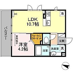 ディロール 1LDKの間取図画像