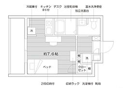 カレッジコート佐賀 ワンルームの間取図画像