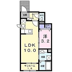 ニューレジデンス大財北棟 1LDKの間取図画像