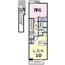 エス・ハーベスト 1LDKの間取図画像