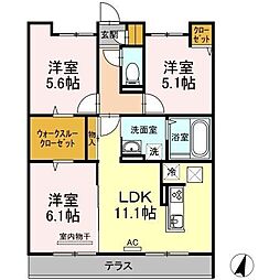 tresorblanc 3LDKの間取図画像