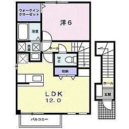 コスモスサンライトA 1LDKの間取図画像