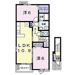 クレメント大和2 2LDKの間取図画像