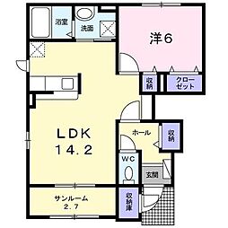アプリール本庄 1LDKの間取図画像