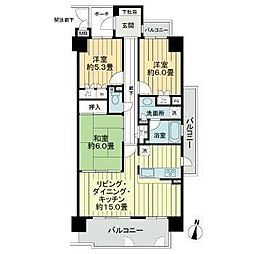 サーパス大財第2 3LDKの間取図画像