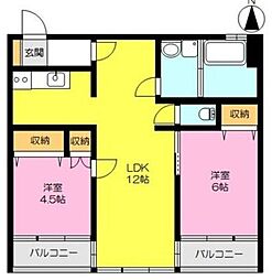 Serai9番館 2LDKの間取図画像