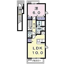 グリシーヌA 1LDKの間取図画像
