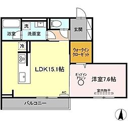 カーサグランデ 1LDKの間取図画像