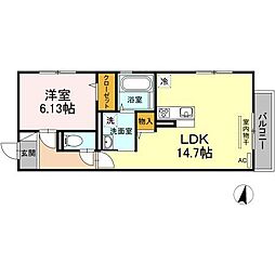 ニューサンド・エルヴィータ 1LDKの間取図画像