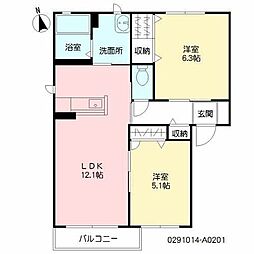 ジューンベリー 2LDKの間取図画像