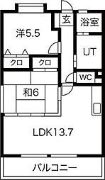 サテラ佐賀駅前 2LDKの間取図画像