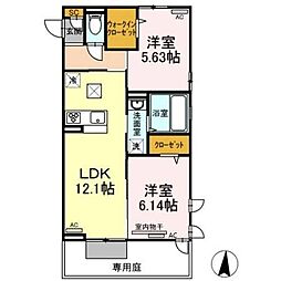 マリアライト 2LDKの間取図画像