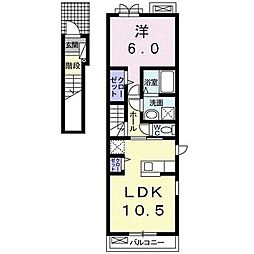 ライジングサン2 1LDKの間取図画像