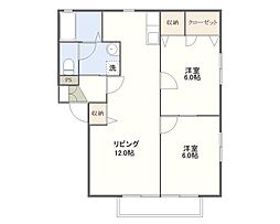 フォーレス花高 1階2LDKの間取り