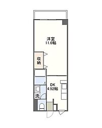 ベルメゾン大塔 5階1DKの間取り