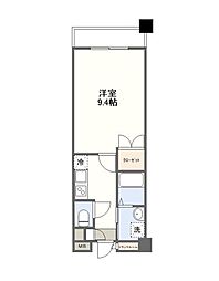 グランドアーク島瀬 7階1Kの間取り