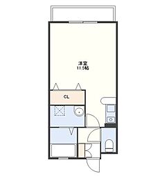 シェリール天神A ワンルームの間取図画像