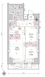 LIVCITY日暮里 2LDKの間取り