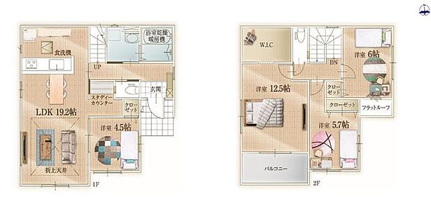 暮らしやすい2階建て住宅。1階部分にLDKと水回りを集中させた、動線に拘った間取り設計です。