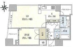 上野アインスタワー 406 2LDKの間取り