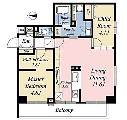 クイーンシティ本所 2LDKの間取図画像