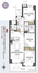 レーベンハイム五反野グラン・ステージ 2SLDKの間取図画像