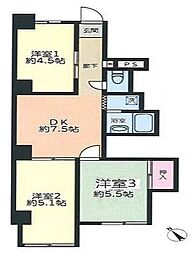 ジャルダン田端 3DKの間取図画像