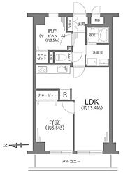グローリア初穂綾瀬 1SLDKの間取図画像