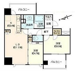 シティテラス目白D棟 2LDKの間取図画像